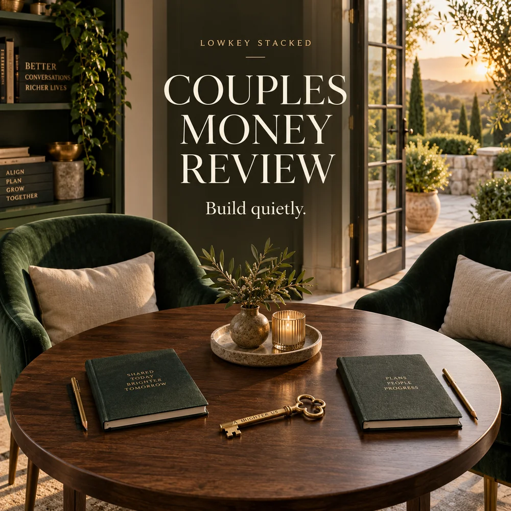 Couples Money Review, two chairs and planning journals